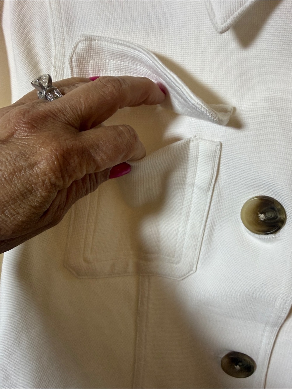 Chico's Cream Button-Front Jean Jacket - Picture 3 of 6